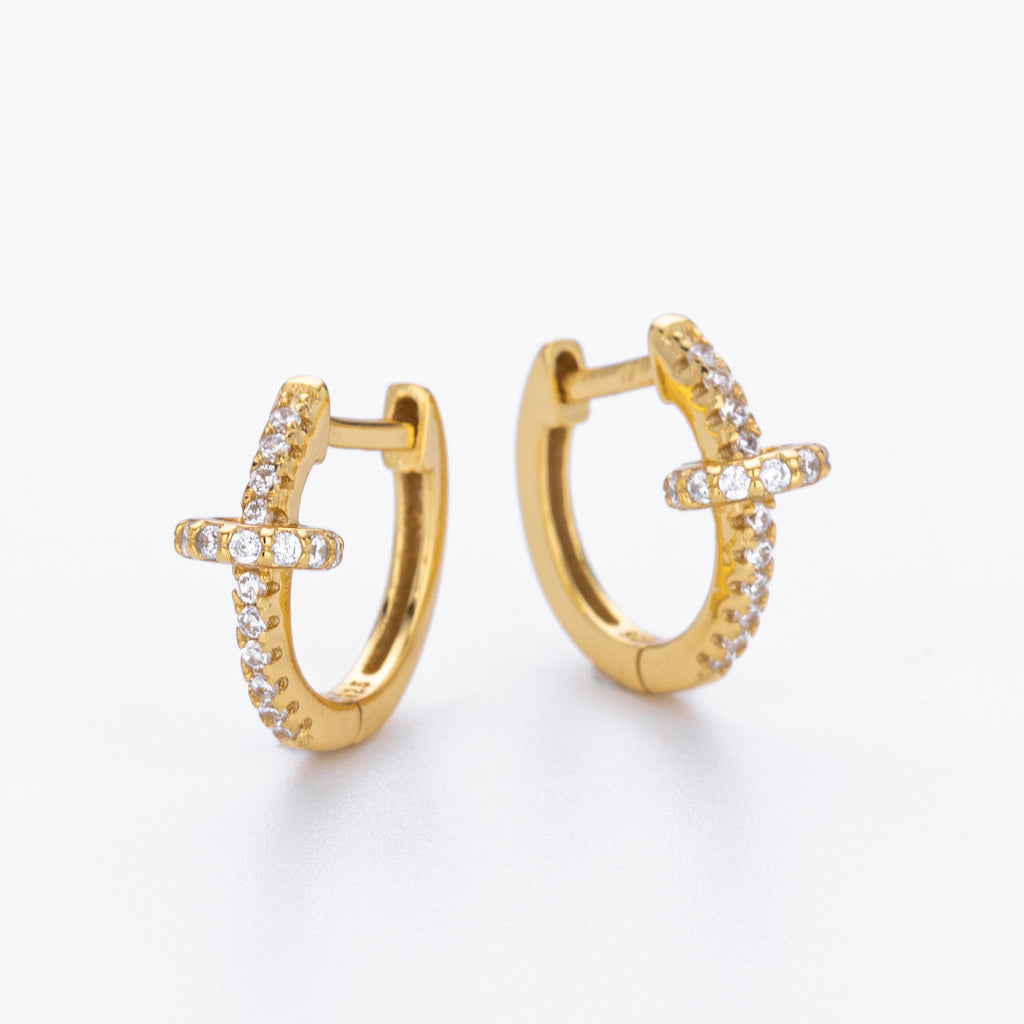 Damen Creolenohrringe mit luxuriösem Zirkonbesatz aus 925 Sterling Silber Shop Nory