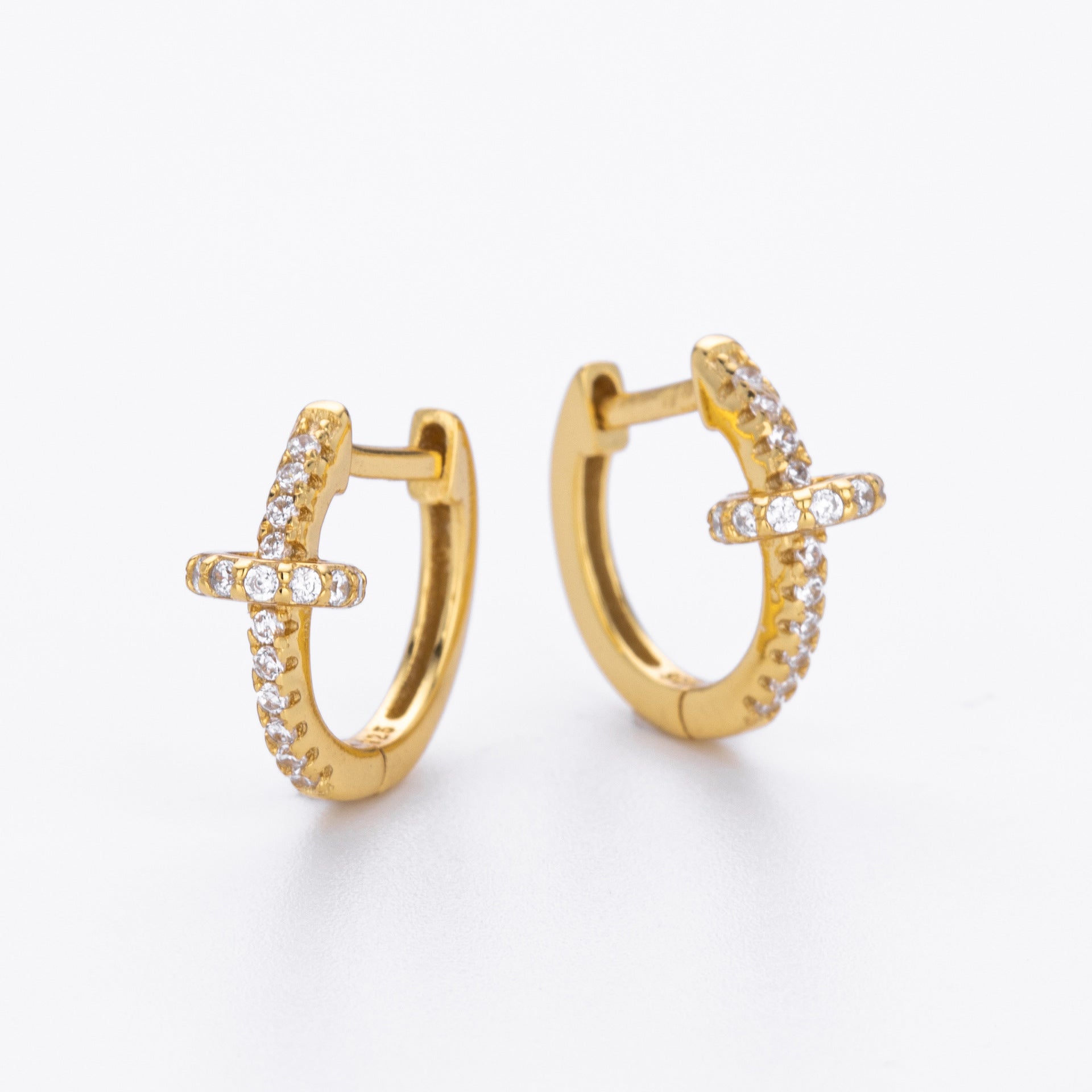 Damen Creolenohrringe mit luxuriösem Zirkonbesatz aus 925 Sterling Silber Shop Nory