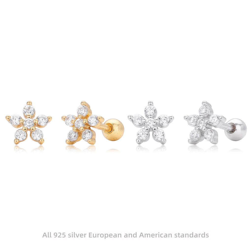 Damen Ohrstecker im eleganten Blütenmotiv aus 925 Sterling Silber Shop Nory
