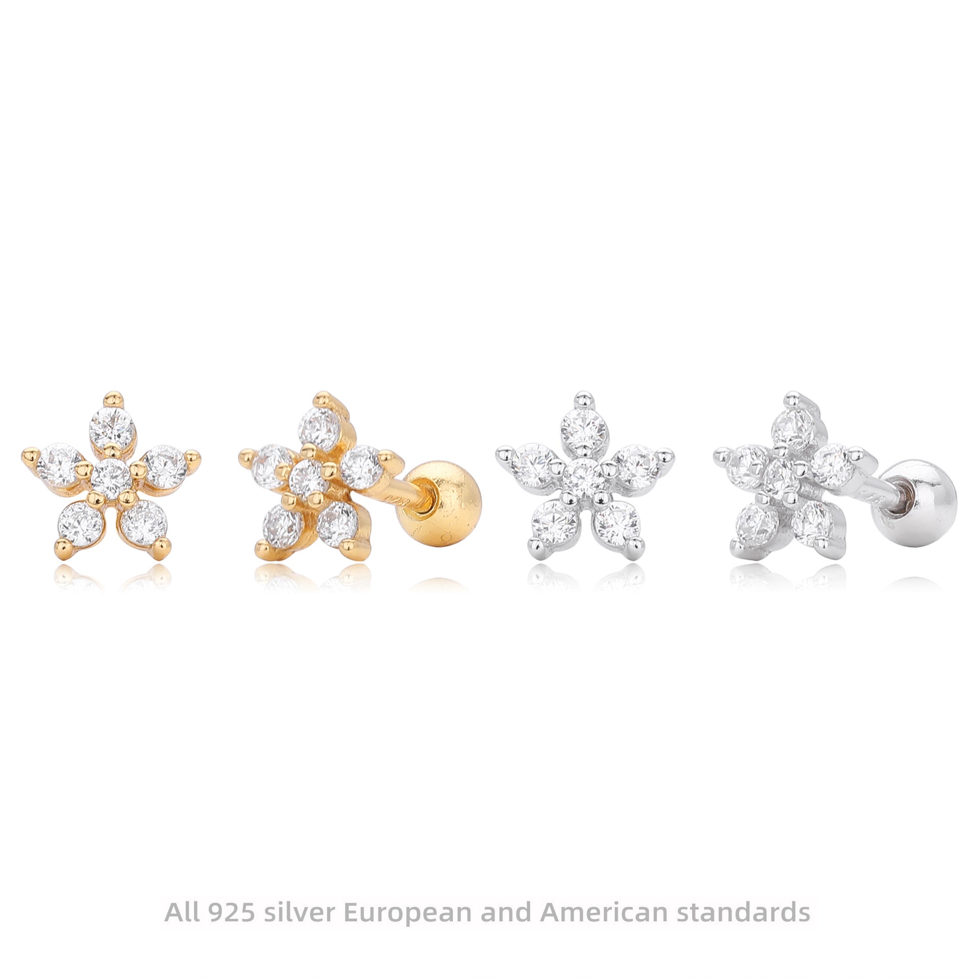 Damen Ohrstecker im eleganten Blütenmotiv aus 925 Sterling Silber Shop Nory