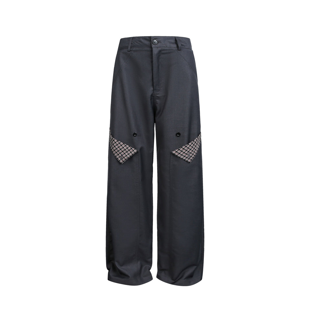 Damen Hochgeschnittene weite Cargohose mit Karomuster‑Pattentaschen Shop Nory