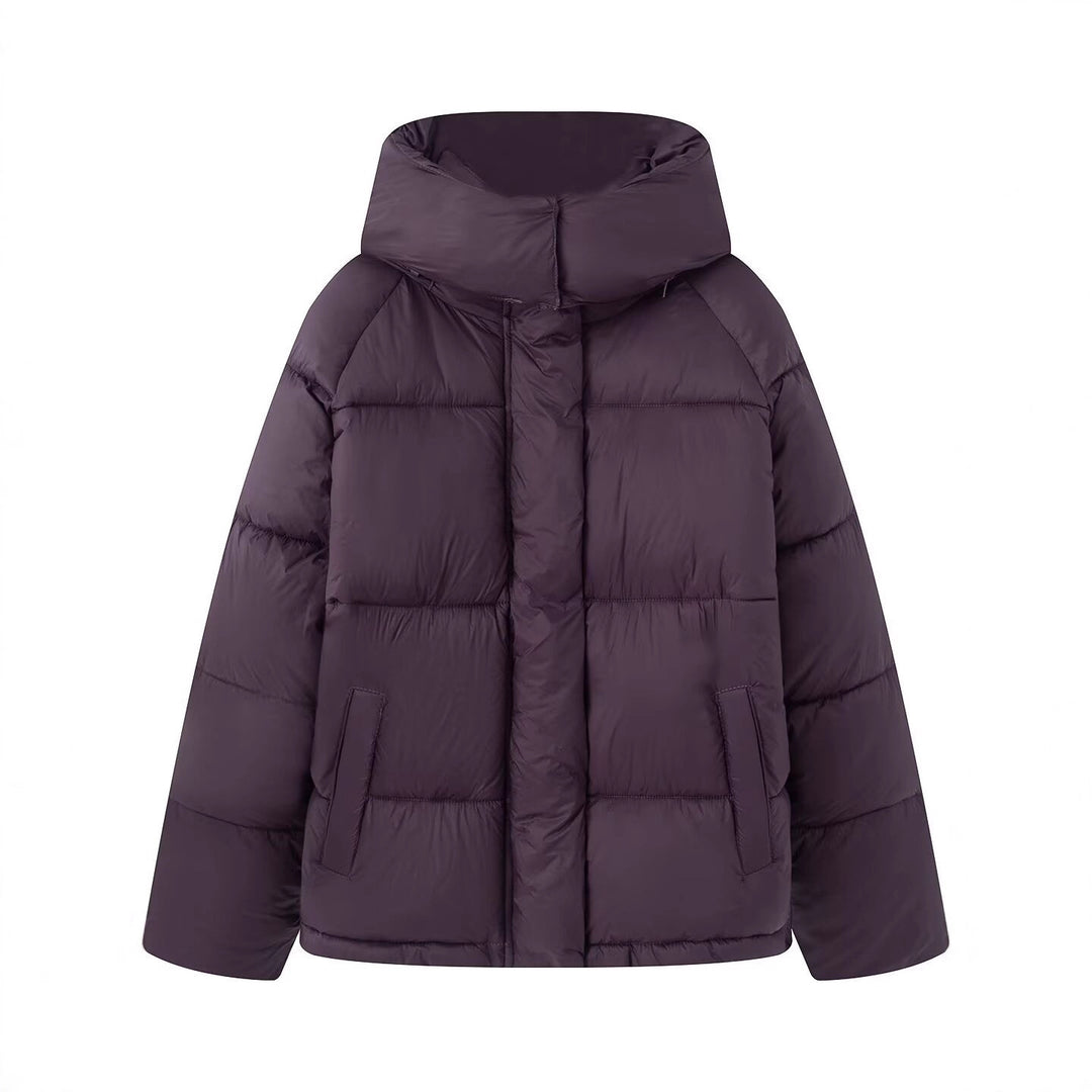 Damen Kurz geschnittene Oversize-Steppjacke mit hohem Kragen und Kapuze Shop Nory