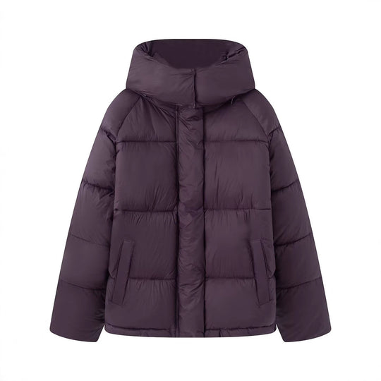 Damen Kurz geschnittene Oversize-Steppjacke mit hohem Kragen und Kapuze Shop Nory