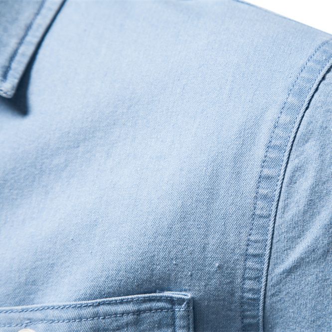 Herren Denim Hemd mit doppelten Brusttaschen und klassischem Kragen Shopnory