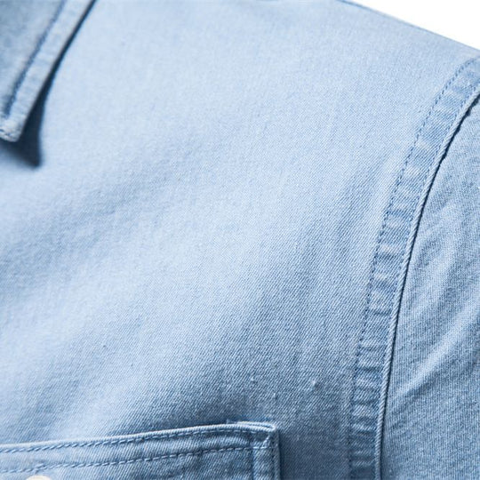 Herren Denim Hemd mit doppelten Brusttaschen und klassischem Kragen Shopnory