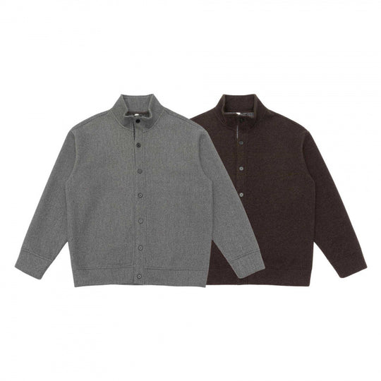 Unisex Boxy-Strickcardigan mit Stehkragen und durchgehender Knopfleiste Shop Nory