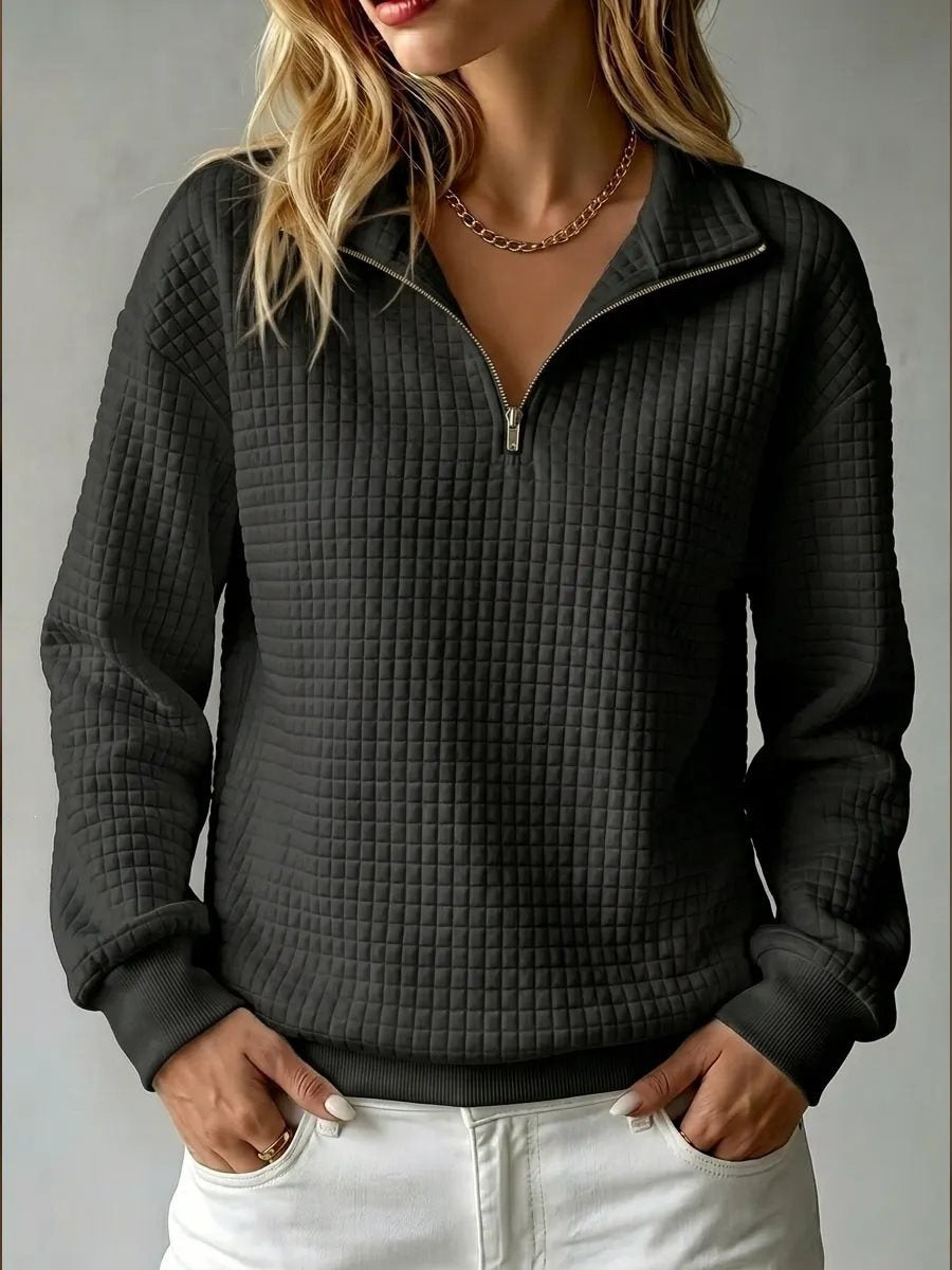 Damen Stepp-Fleece-Pullover mit halbem Reißverschluss und Stehkragen Shop Nory