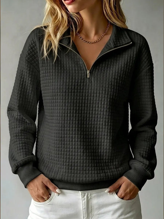 Damen Stepp-Fleece-Pullover mit halbem Reißverschluss und Stehkragen Shop Nory