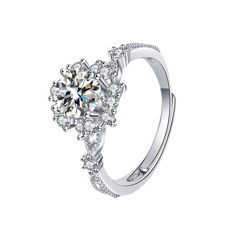 Damen eleganter Schmuckring mit floraler Zirkonia-Verzierung Shop Nory