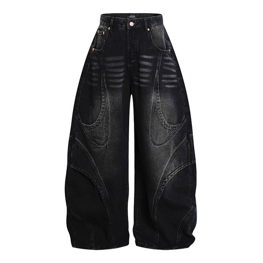 Damen Weite Hochtaillierte Ballon-Jeans mit markanten Panelnähten Shop Nory