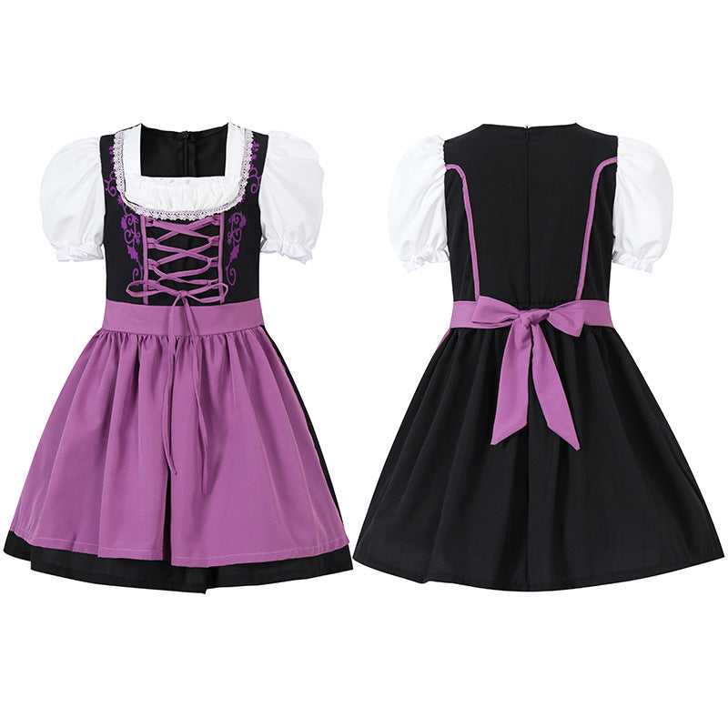 Damen nan trachtiges Dirndlkleid mit geschnürtem Mieder, Puffärmeln und abnehmbarer Schürze Shop Nory