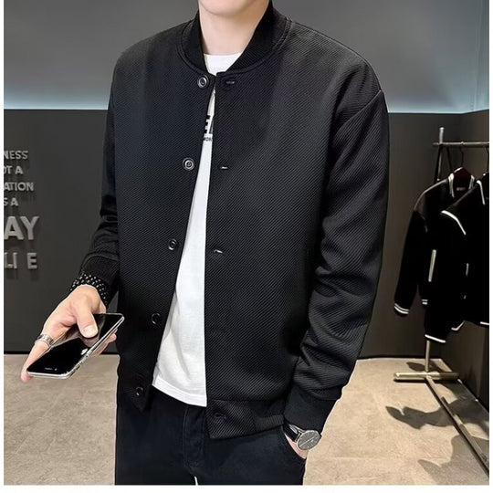Herren Texturierte Bomberjacke im Blousonstil mit Druckknopffront und gerippten Bündchen Shop Nory