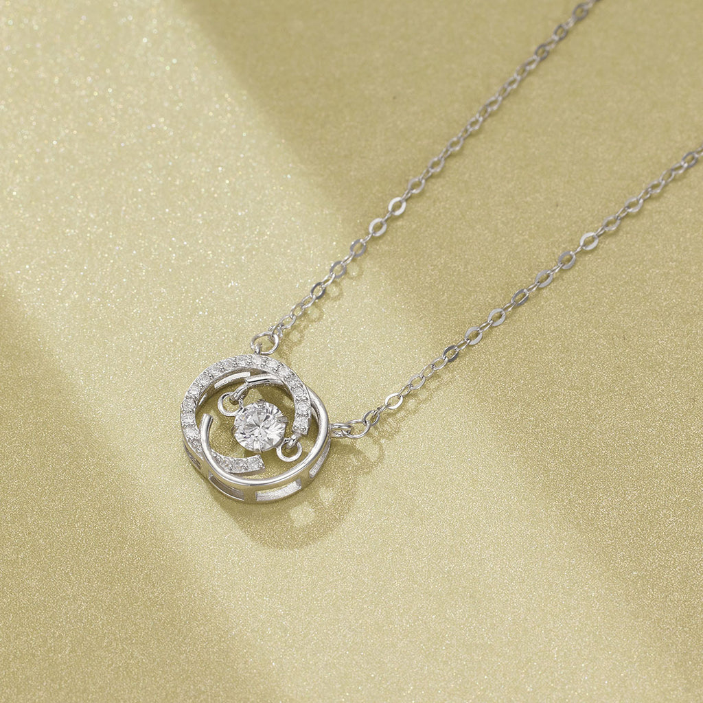 Damen elegante Halskette mit schimmerndem Anhänger und funkelnden Zirkonia Shop Nory