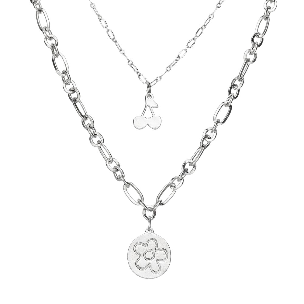 Damen mehrlagige Kette mit stilvollem Blumenanhänger Shop Nory