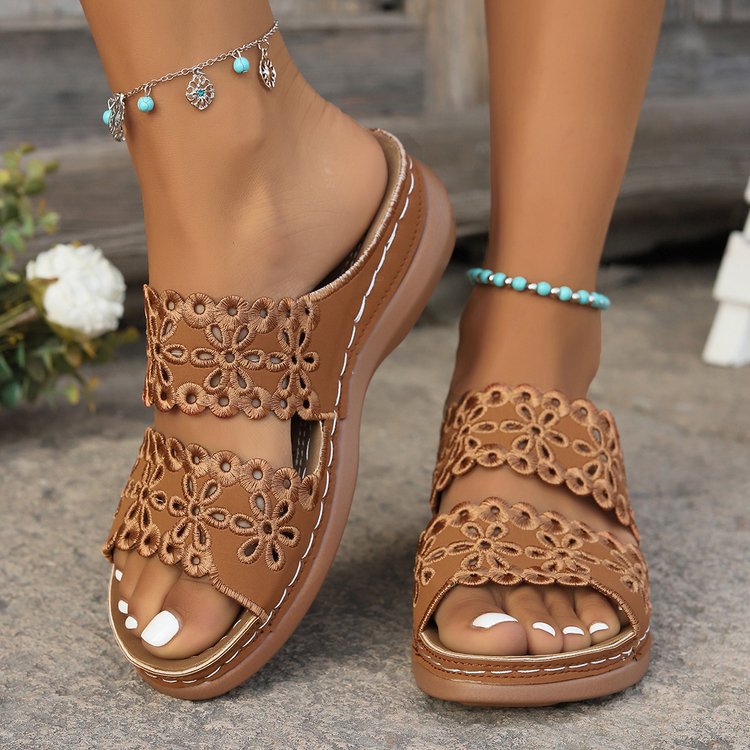 Damen modische Pantolette mit floralem Schnitt