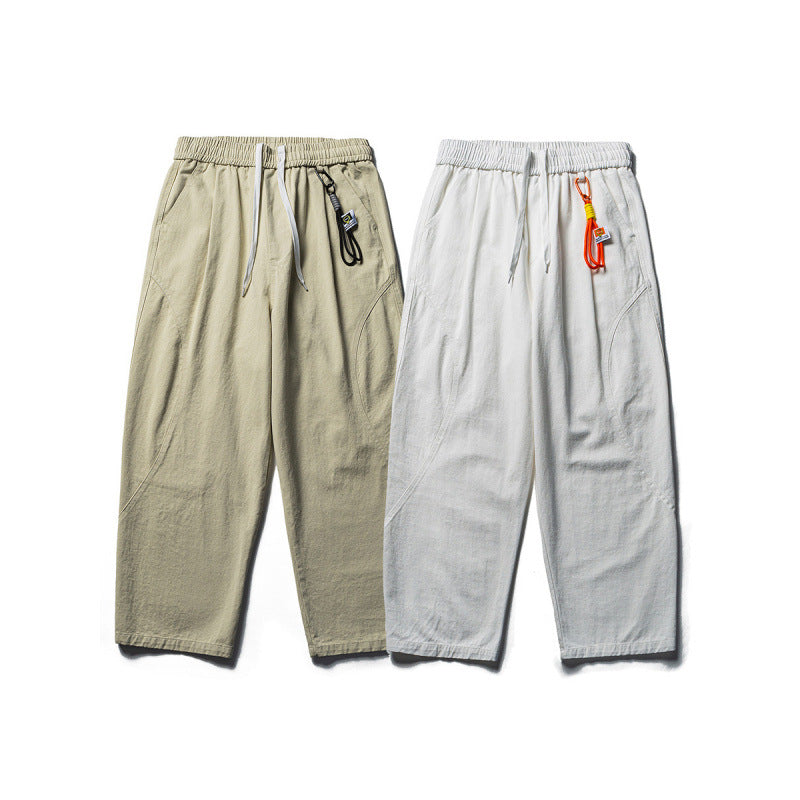 Herren Leichte Loose‑Fit Leinen‑Baumwoll‑Freizeithose mit elastischem Bund, Kordelzug und Utility‑Taschen Shop Nory