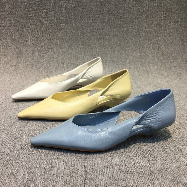 Damen Raffinierte Spitze Ballerinas mit Geschmeidiger Lederoberfläche
