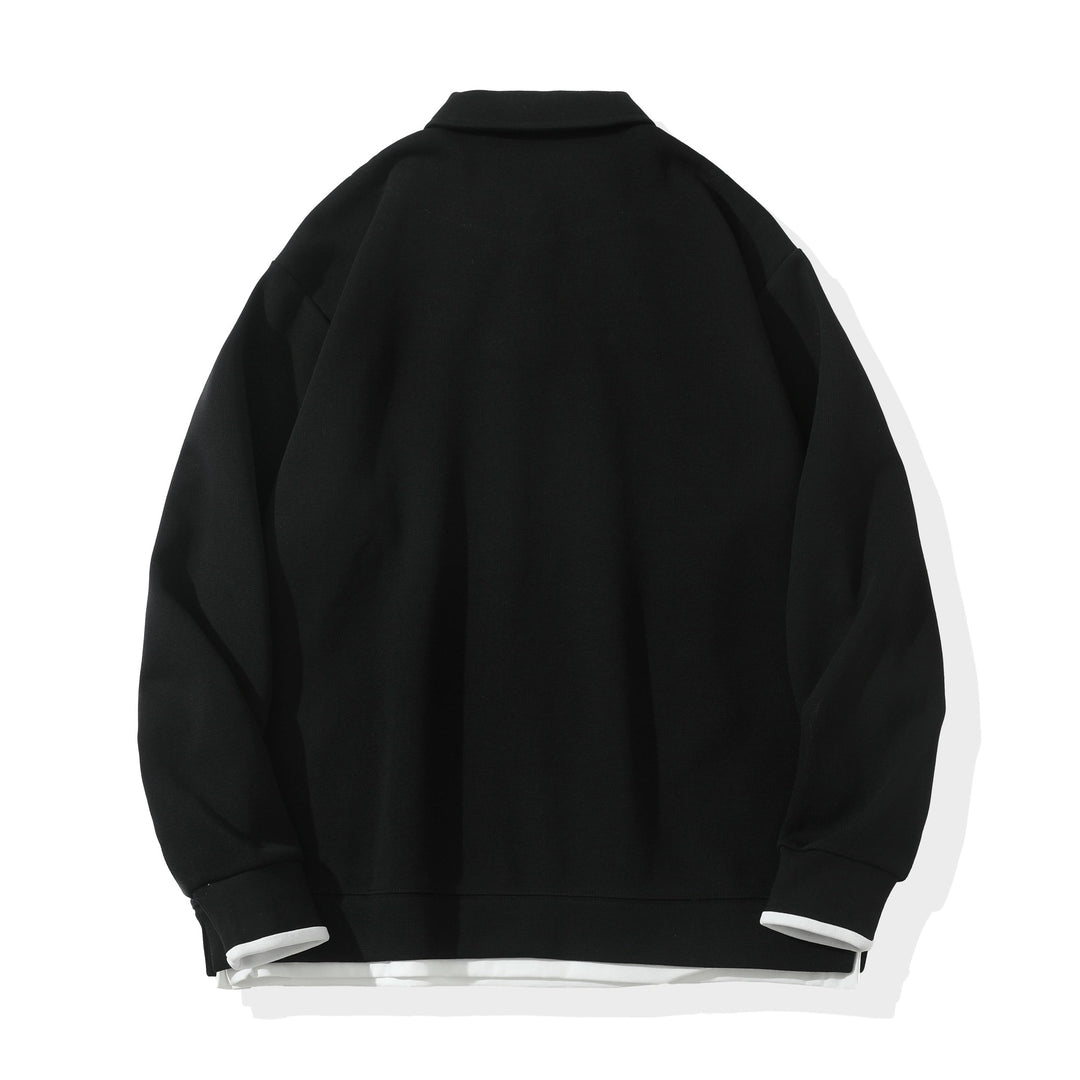 Unisex Oversize-Poloshirt-Sweatshirt mit Halbknopfleiste und Layering-Effekt Shop Nory