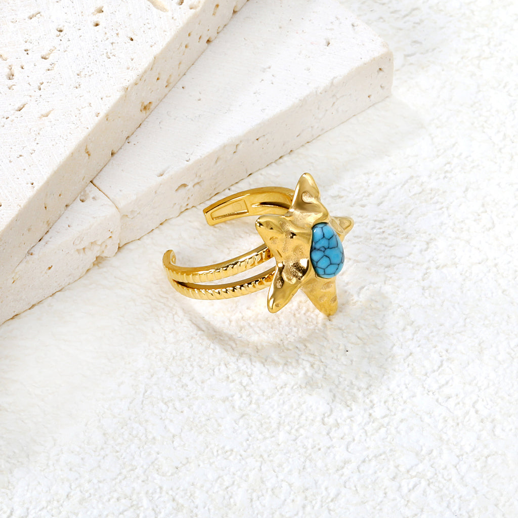 Damen Offener Ring mit einzigartigem Sternenanhänger und adjustablem Design Shop Nory