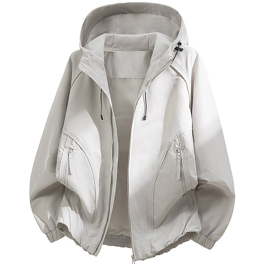 Herren Kapuzen-Utility-Softshelljacke mit Oversize-Schnitt, Reißverschlusstaschen und elastischem Saum Shop Nory