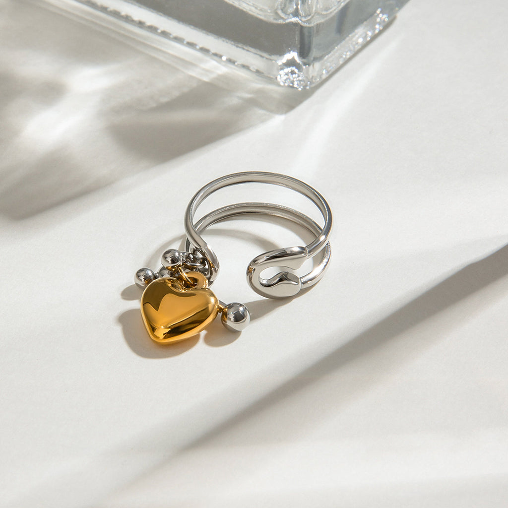 Damen Offener Ring mit elegantem Herzanhänger und hypoallergenen Eigenschaften Shop Nory
