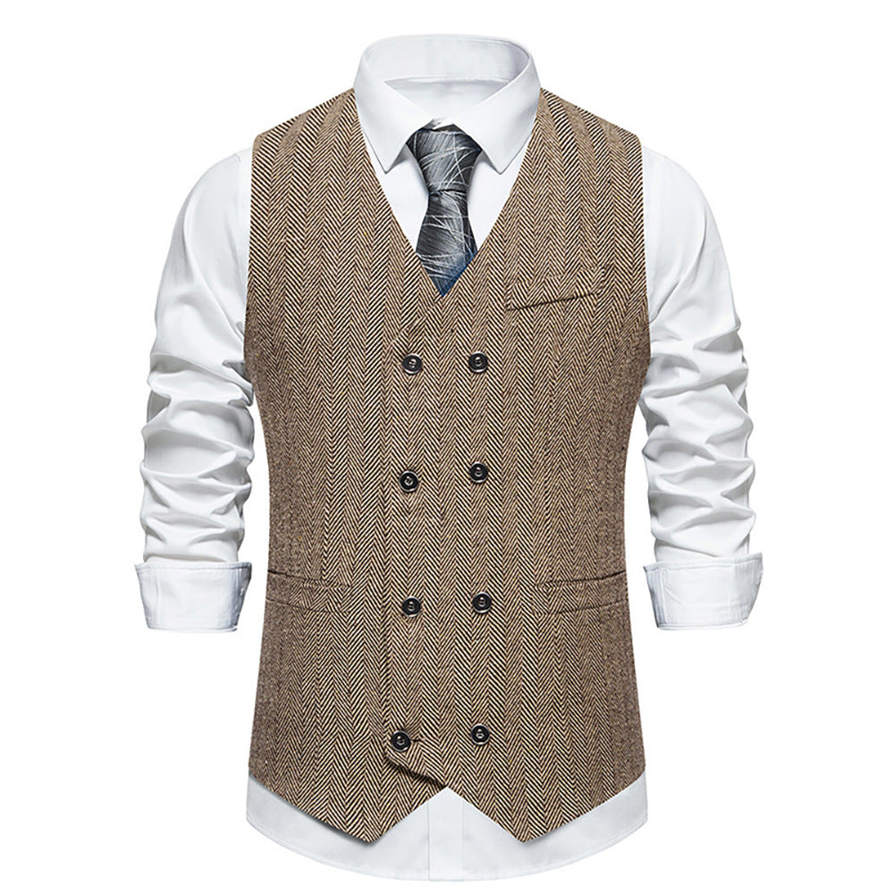 Herren elegante Doppelreiher-Weste im strukturierten Design
