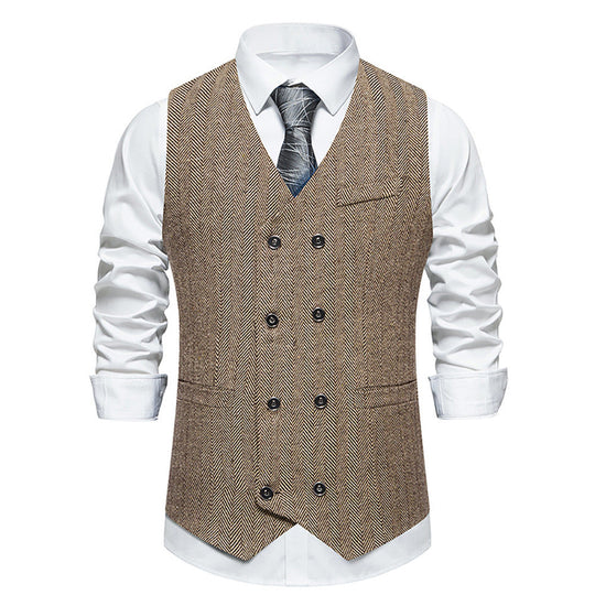 Herren elegante Doppelreiher-Weste im strukturierten Design