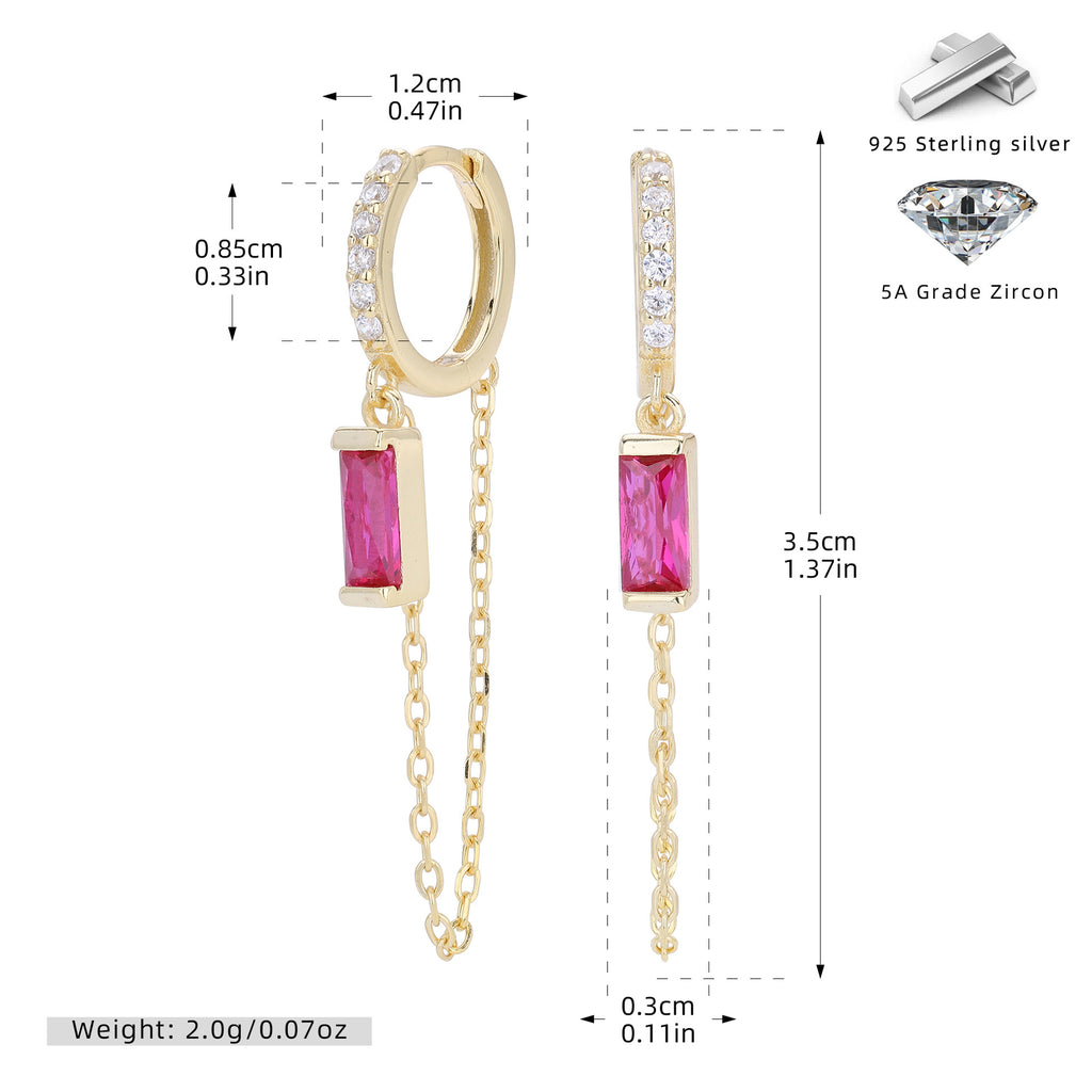 Damen Ohrhänger mit eleganten blauen Zirkonsteinen und feinen Kettendetails Shop Nory