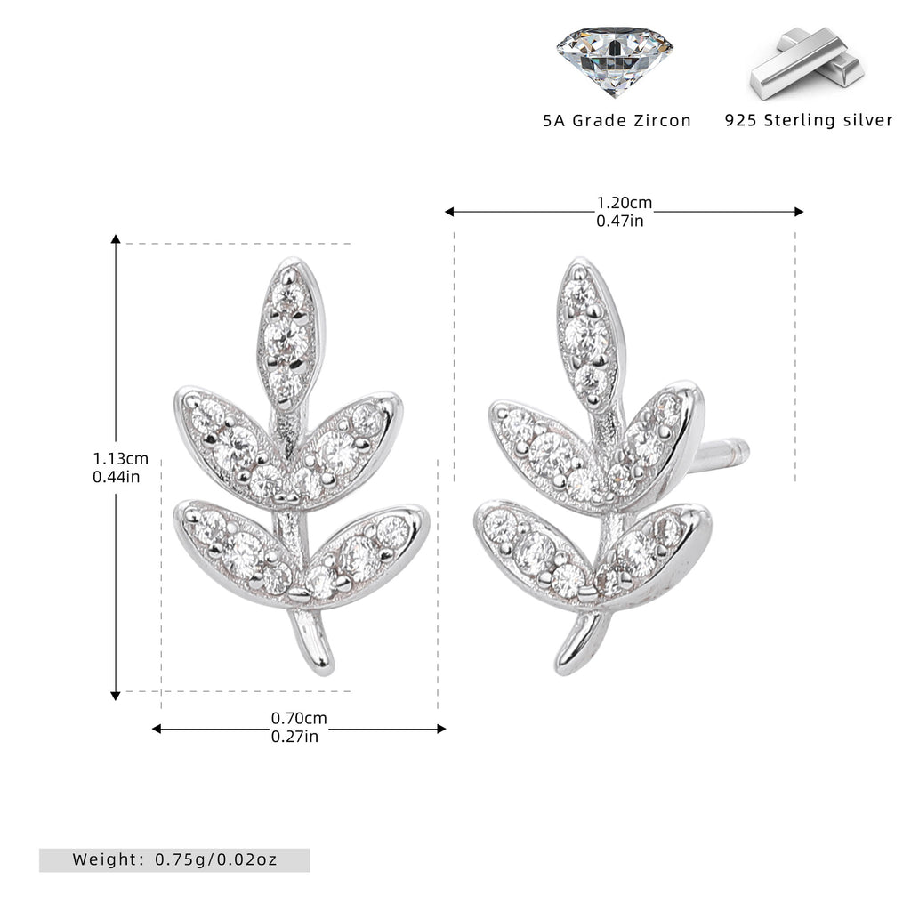 Damen Ohrstecker im eleganten Blatt-Design mit funkelnden Zirkonia Shop Nory