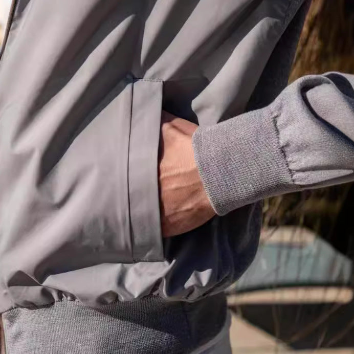 Herren stylische Freizeitjacke mit hohem Kragen und praktischen Taschen