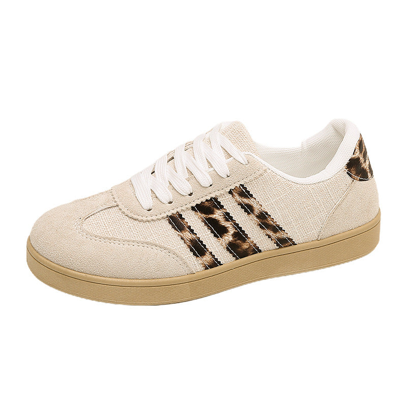 Damen Sneakers aus Wildleder mit modischem Leopardenmuster