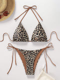 Damen Triangel-Bikini mit animalischem Muster und verstellbaren BindShopnoryändern