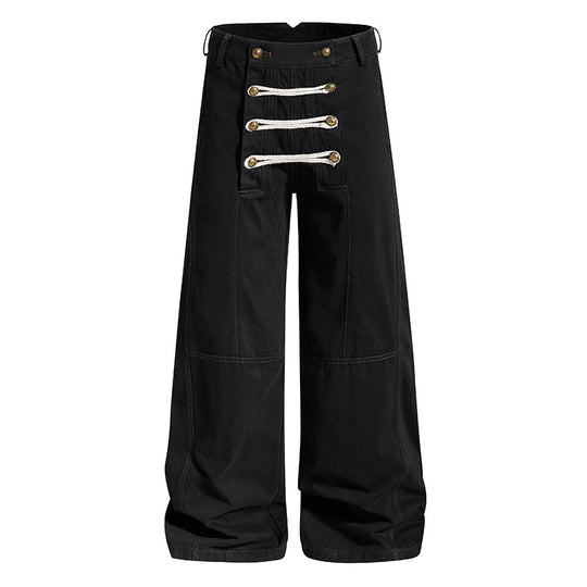 Damen High‑Waist Maritim inspirierte weite Bundhose mit dekorativer Kordel‑Schnürung Shop Nory