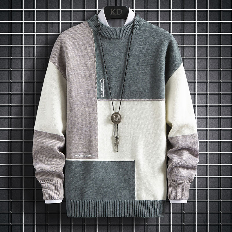 Herren blockfarbiger Oversize-Feinstrickpullover mit Stehkragen und gerippten Bündchen Shop Nory