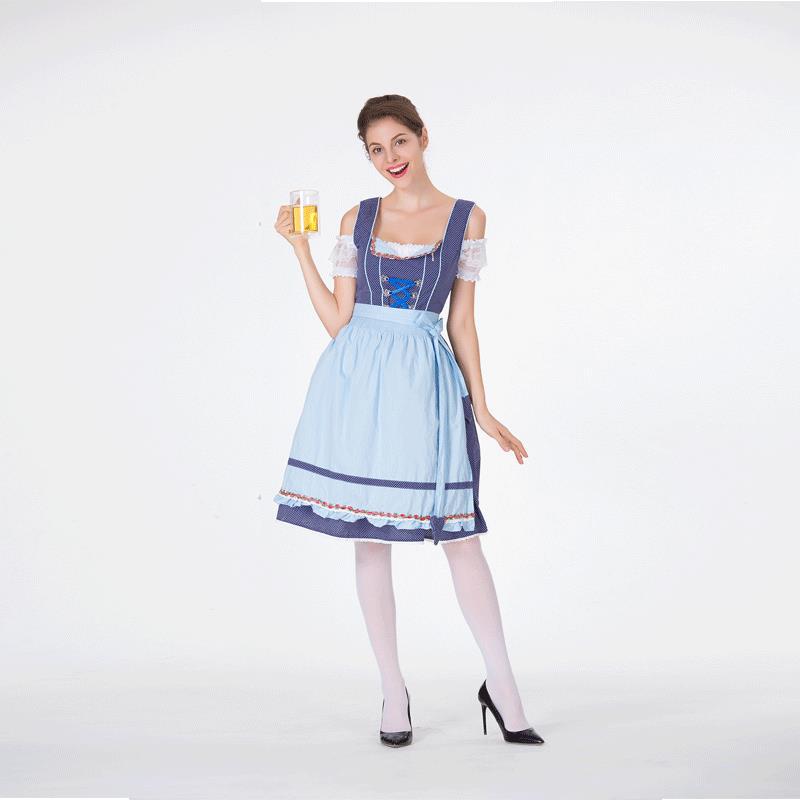 Damen nan klassisches Trachten-Dirndl mit gepunktetem Mieder, geschnürter Korsage und abnehmbarer Rüschen-Schürze Shop Nory