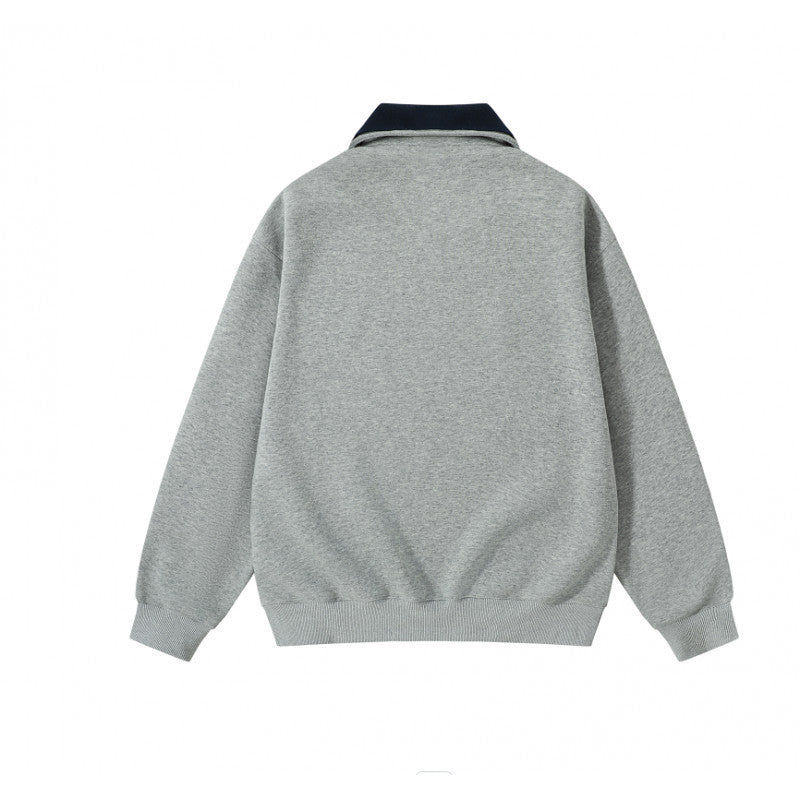 Unisex Oversize-Halbzip-Sweatshirt mit kontrastierendem Kentkragen, Kängurutasche und gerippten Bündchen Shop Nory