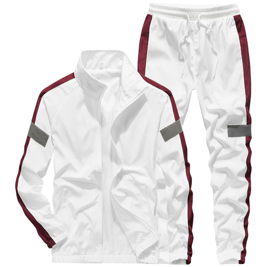 Herren Sportives Freizeit-Trainingsanzug-Set aus leichtem Windbreaker-Material mit Kontraststreifen und reflektierenden Einsätzen Shop Nory