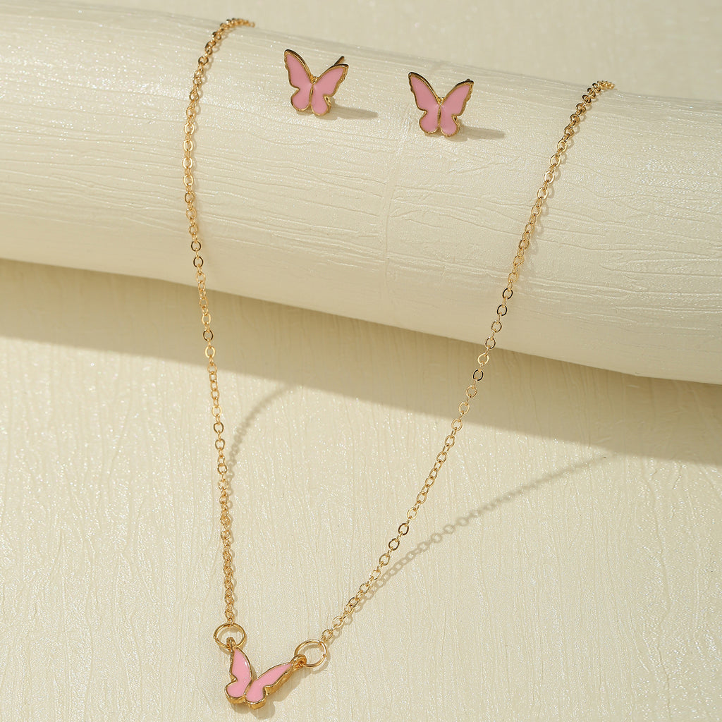 Damen Schmuckset mit verspielten Schmetterlingsanhängern und Ohrsteckern Shop Nory