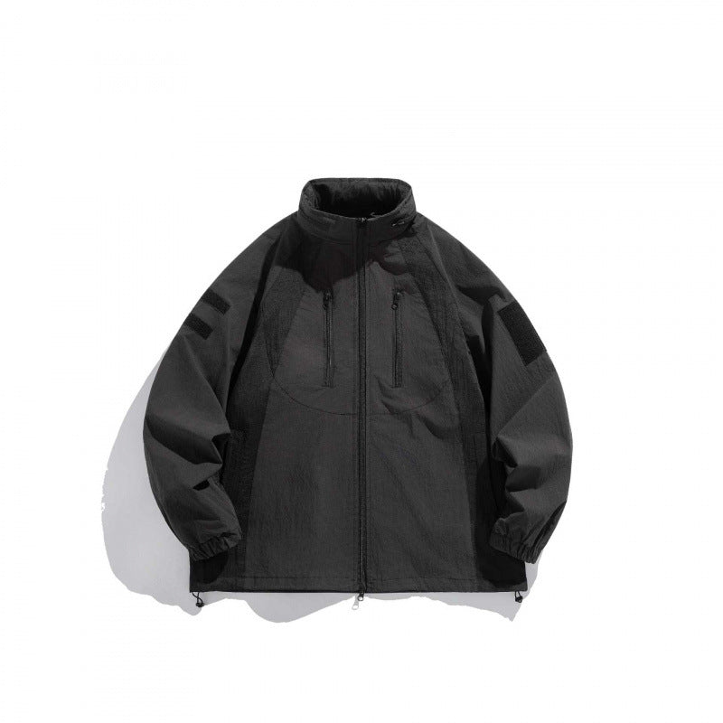 Unisex Technische Utility-Kapuzenjacke mit Reißverschluss, Brusttaschen und Klettpatch Shop Nory