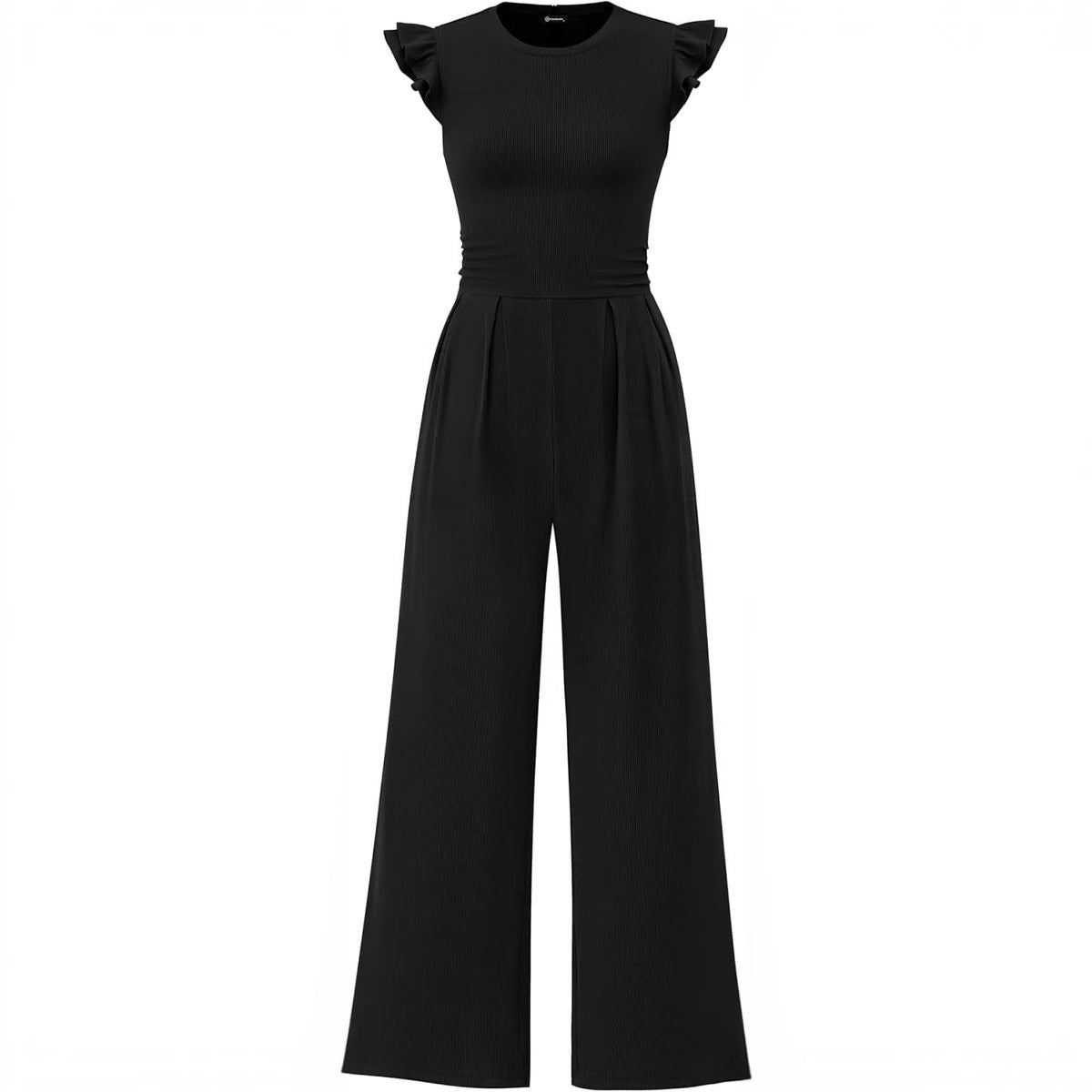 Damen eleganter Jumpsuit mit Puffärmeln und weitem Bein