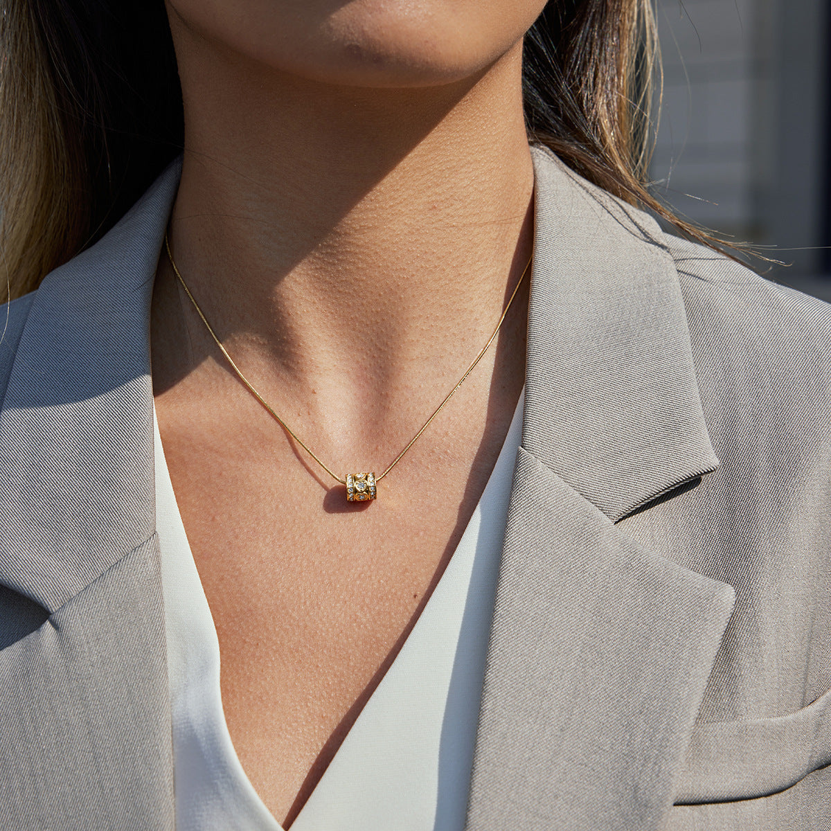 Damen Edelstahl Halskette mit elegantem Kettenmuster und verstellbarem Verschluss Shop Nory