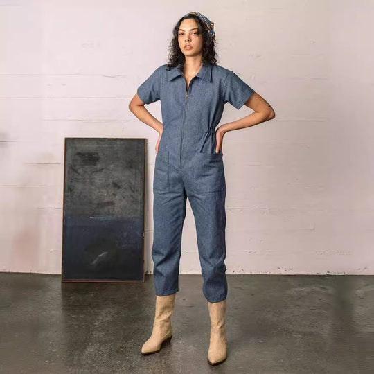 Damen legerer Jumpsuit mit praktischen Taschen und Reißverschluss