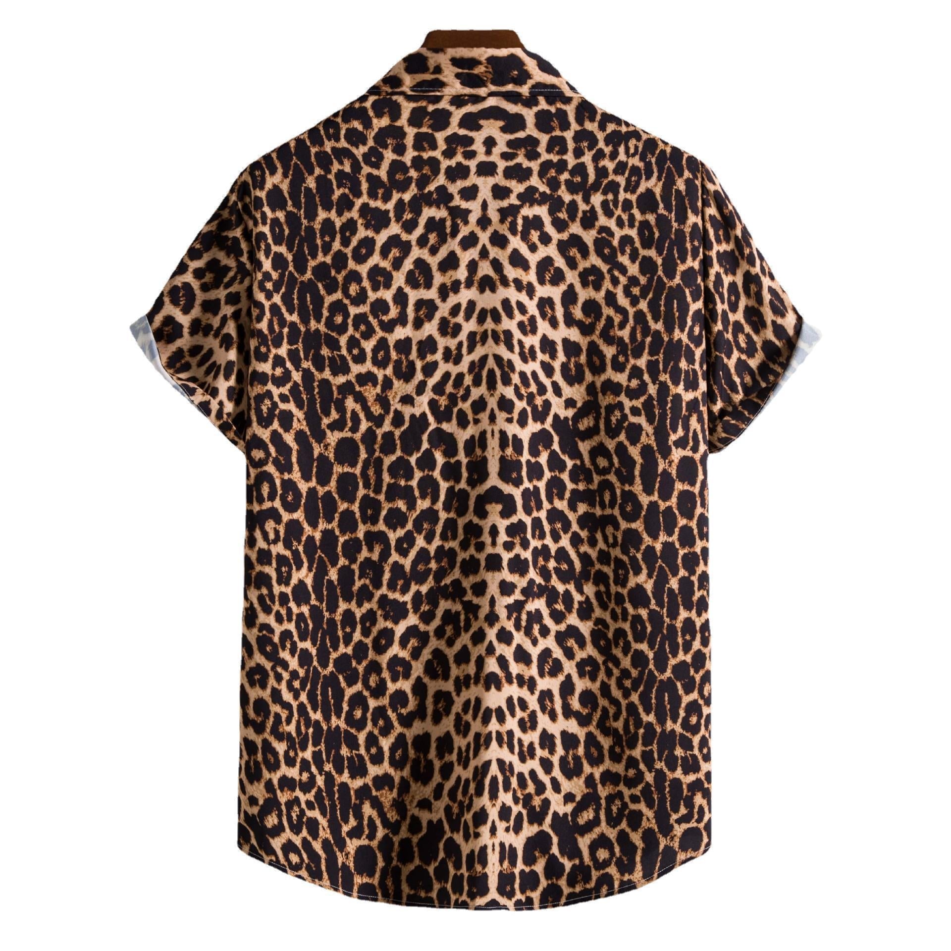 Damen Kurzarmhemd im Leopardenmuster Shopnory