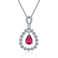 Damen elegante Halskette mit rotigem Anhänger und funkelnden Zirkonia Shop Nory