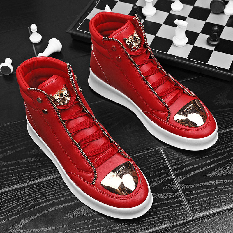 Damen High-Top Sneakers mit goldenen Details und Reißverschluss von