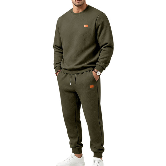 Herren Gemustertes Komfort-Sweatset mit Rundhals-Sweatshirt und Kordel-Jogginghose Shop Nory