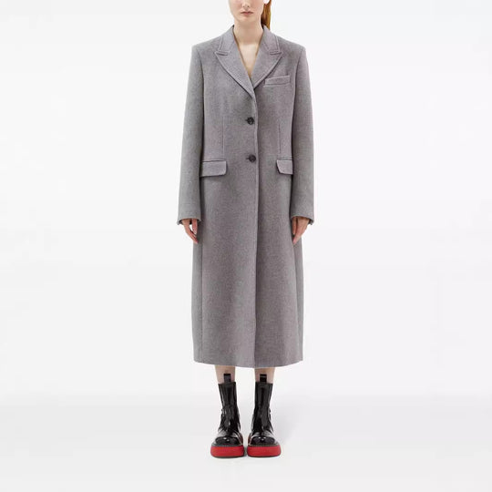 Damen Maxilanger Einreihiger Longcoat im minimalistischen Tailoring mit Pattentaschen Shop Nory