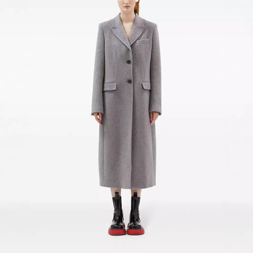 Damen Maxilanger Einreihiger Longcoat im minimalistischen Tailoring mit Pattentaschen Shop Nory