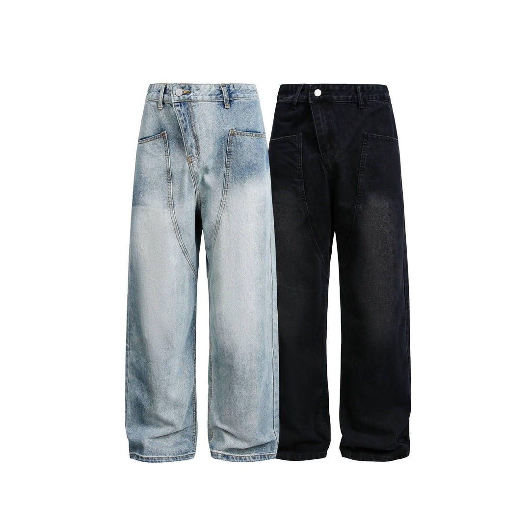 Damen Weite High‑Waist Jeans im Carpenter‑Style mit aufgesetzten Fronttaschen Shop Nory