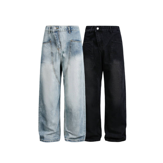 Damen Weite High‑Waist Jeans im Carpenter‑Style mit aufgesetzten Fronttaschen Shop Nory